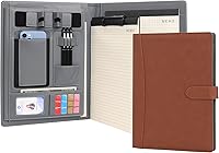 Vista 1 de Wason Portafolio Padfolio A4 Carpeta de cuero PU Archivo Estuche con almohadilla de escritura y portapapeles extraíble para organizador de oficina