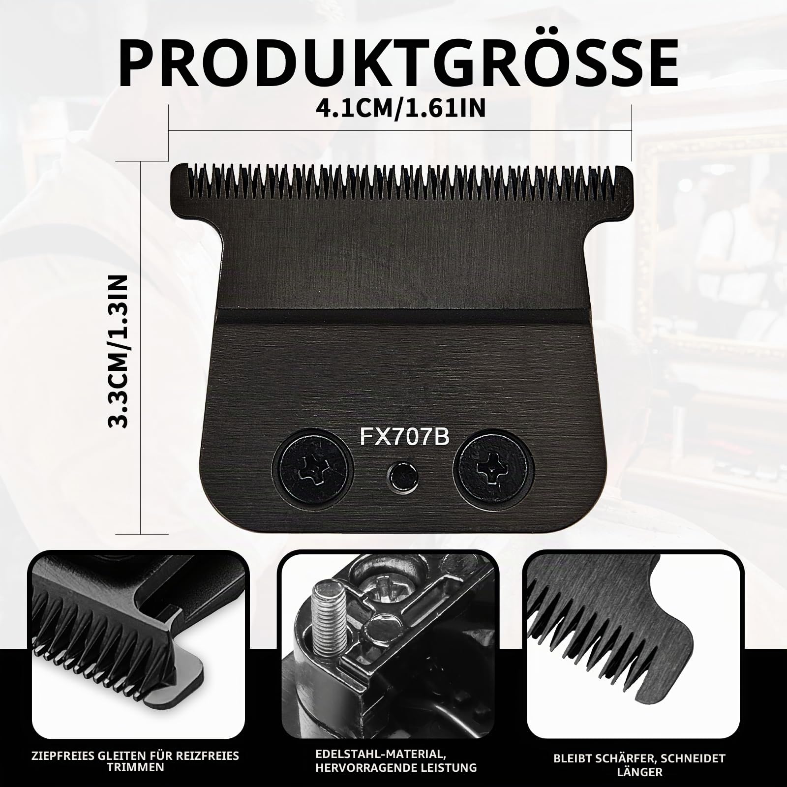 Ersatzklingen FX707B DLC kompatibel mit BaByl**sPRO FX787 und FX726 - Klingen für Barberology Trimmer (Schwarz, 1 Packung)