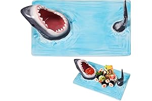 Shark Sushi Plate - Hand-Painted Ceramic - Lead-Free - Food-Safe - Secure...