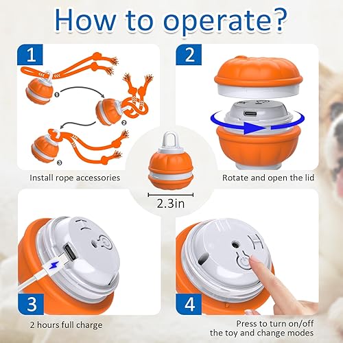 Miniatura 6 de Juguetes interactivos para perros, bola de perro activada por movimiento, juguetes automáticos de bola rodante para cachorrosperros pequeños