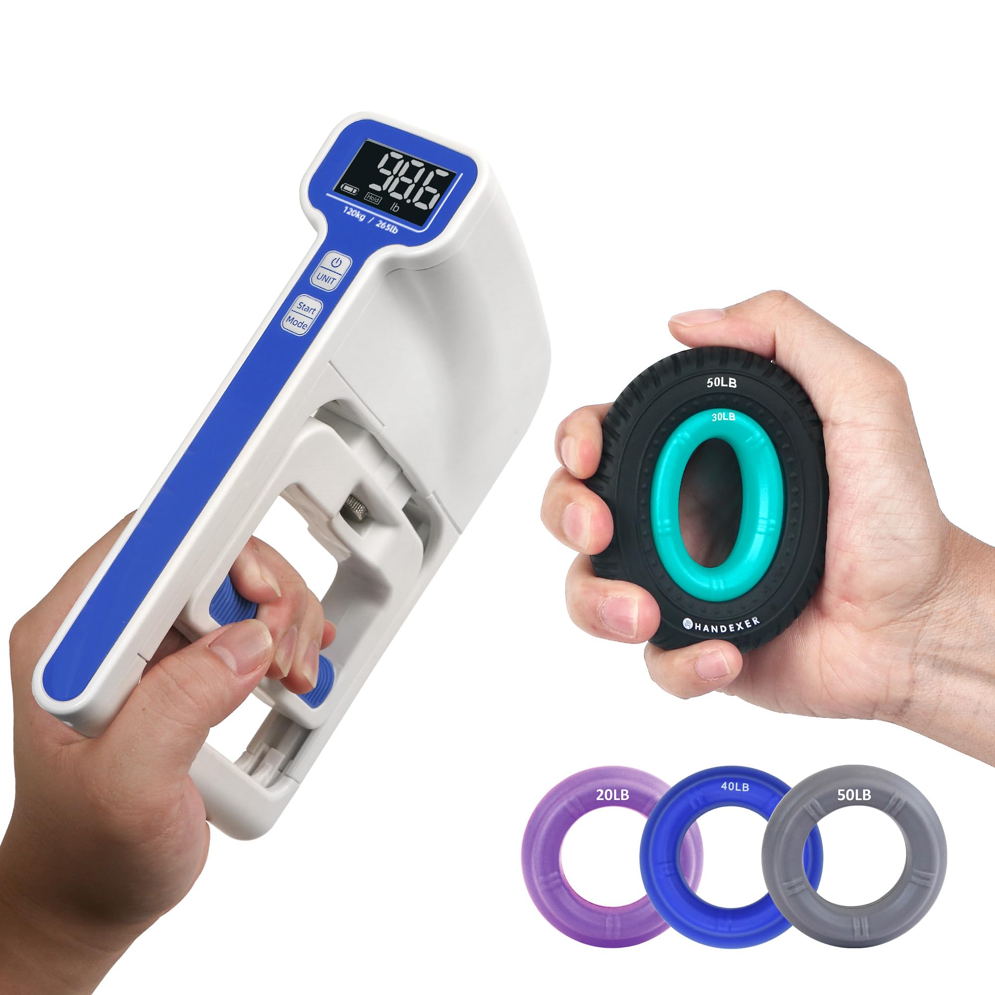 Dinamómetro Digital de Mano, Medidor de Fuerza de Agarre y Fortalecedor Manual para Entrenamiento y Fisioterapia, Ejercitador para Deportistas, Escalada, Guitarristas, Uso en Casa y Gimnasio