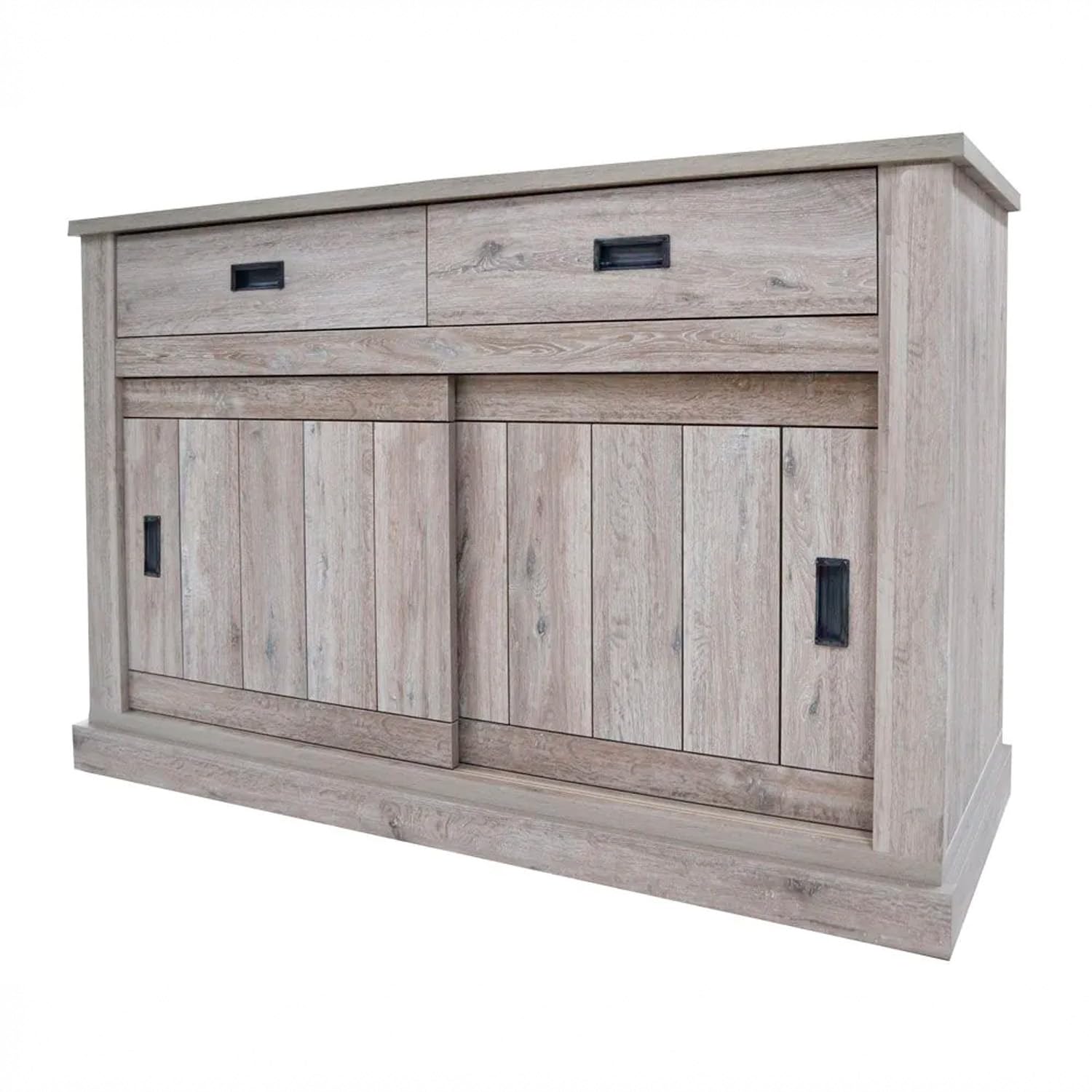 Arreditaly Madia Credenza Mobile Soggiorno Con 2 Cassetti E 2 Ante Scorrevoli 4 Ripiani Interni Design Minimal Shabby Chic Sala Da Pranzo Zona Living 150 x 50 x 95.5 Cm (Rovere Alaska)
