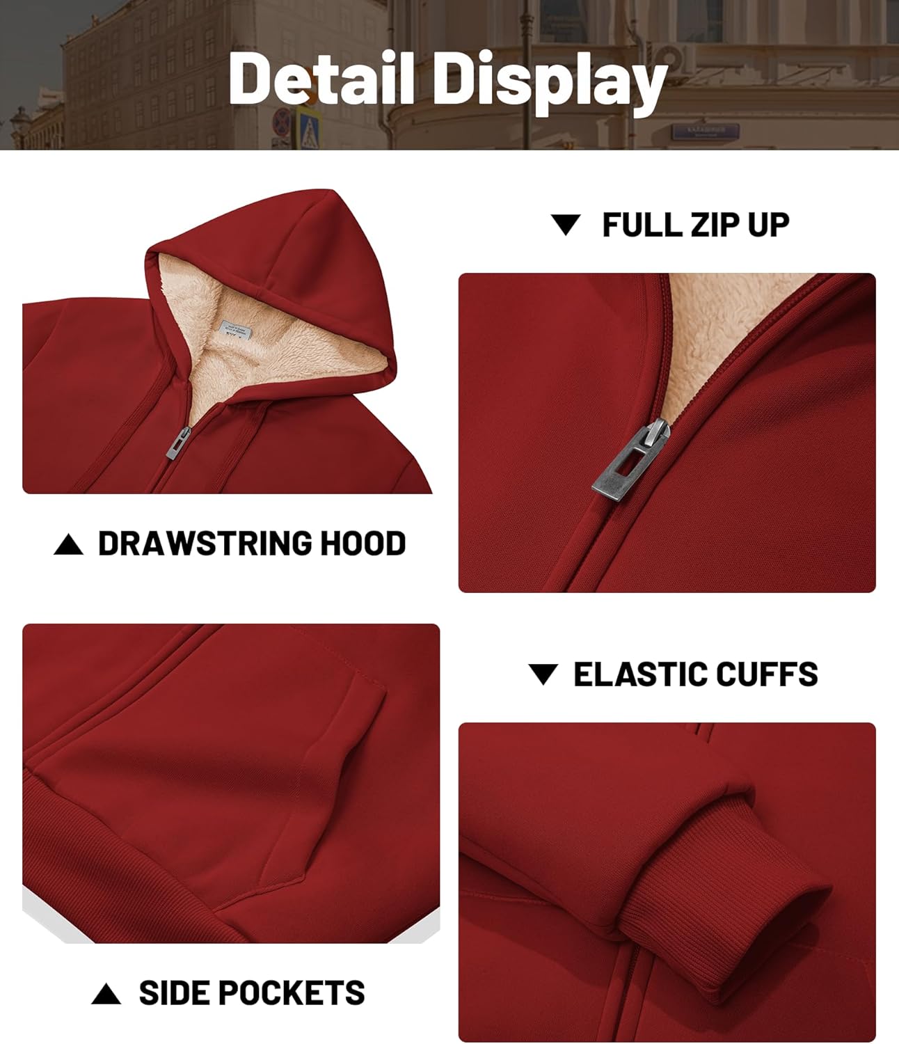 Little Beauty Womens Zip Up Hoodies Winter Thick Fleece Lined Hooded Jacket Casual Cozy Warm Sweatshirt Coat - Image 5