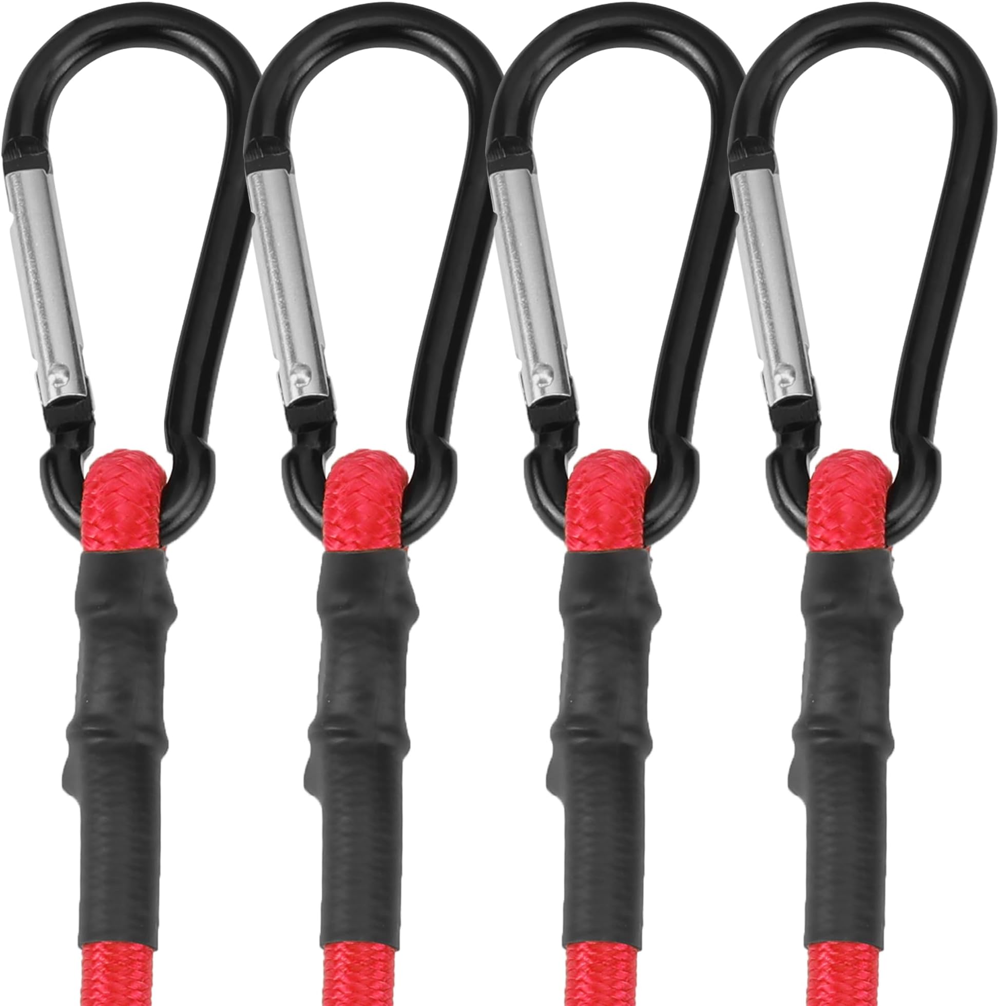 WORKPRO 24 Inch Bungee Cords with Hooks, 4 Pack Superior Rubber Heavy Duty Bungee Straps Strong Elastic Rope for Outdoor Tent, Luggage Rack, Camping, Cargo, RV, Bike, Transporting, Storage, Red