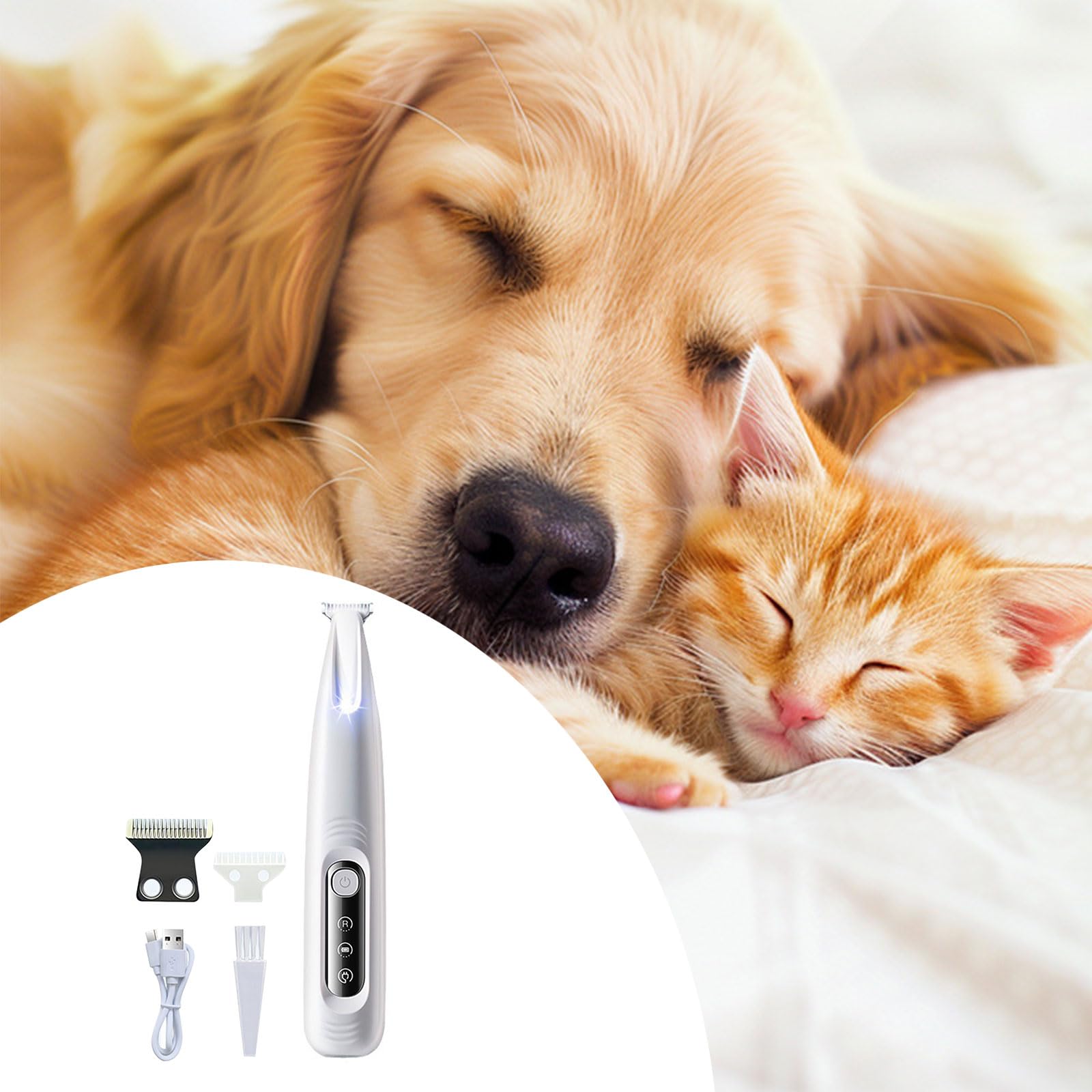 GRABAGECAN Pet Paws Shaver Hair Trimmer with LED Electric Dog Hair Trimmer Professional Hair Shaver for Cats Paws