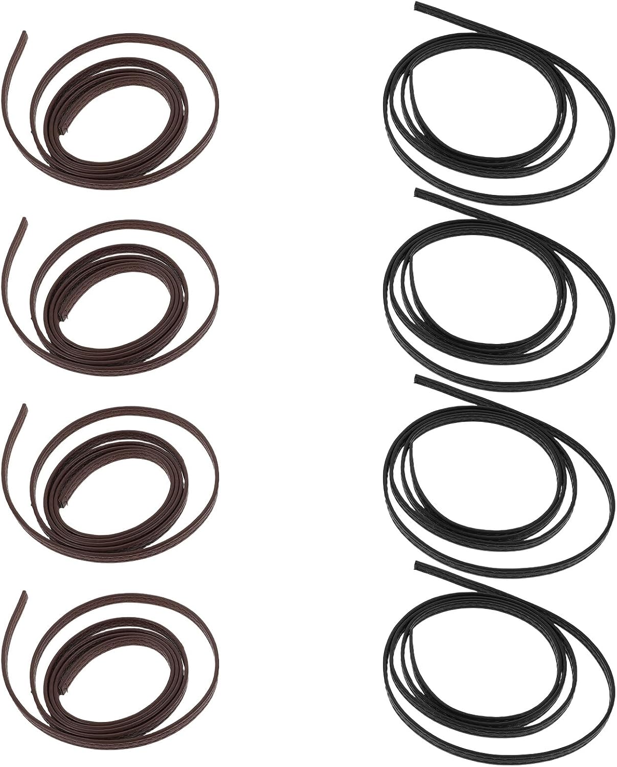 NUOBESTY 8pcs DIY Pu Leather Cord 6mm Double Braided Wristband Rope and Bracelet String Set, Black and Coffee, Crafting Material for Jewelry Making and Bead Stringing
