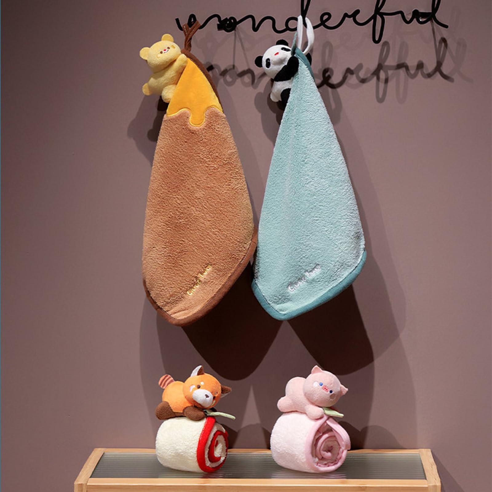 6 Asciugamani Quadrati Per Bambini 25x25cm Con Passante: Morbidi E Colorati Per Bagno E Cucina