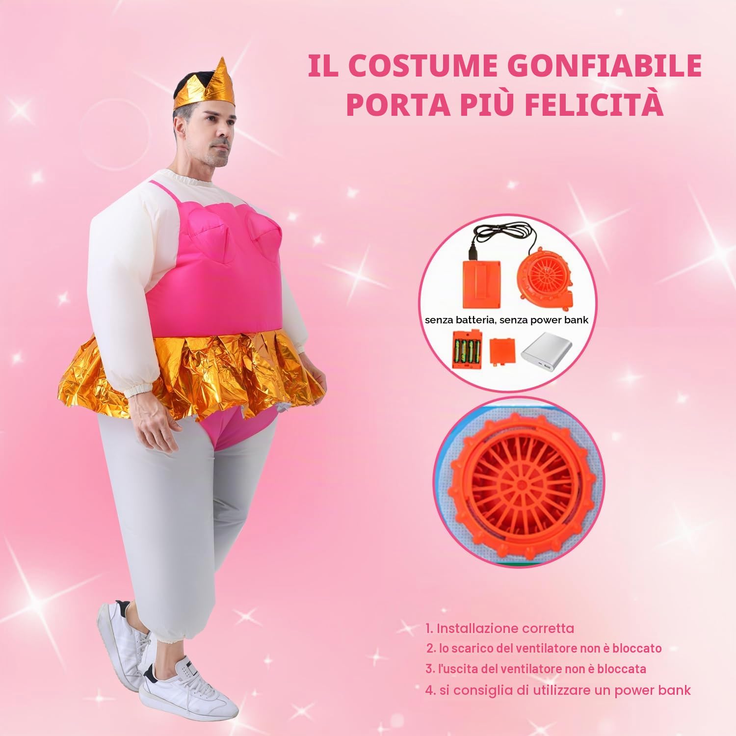 Costume da balletto gonfiabile per adulti, costume divertente con fascia a corona, costume da balletto per uomo e donna per Halloween, gioco di ruolo