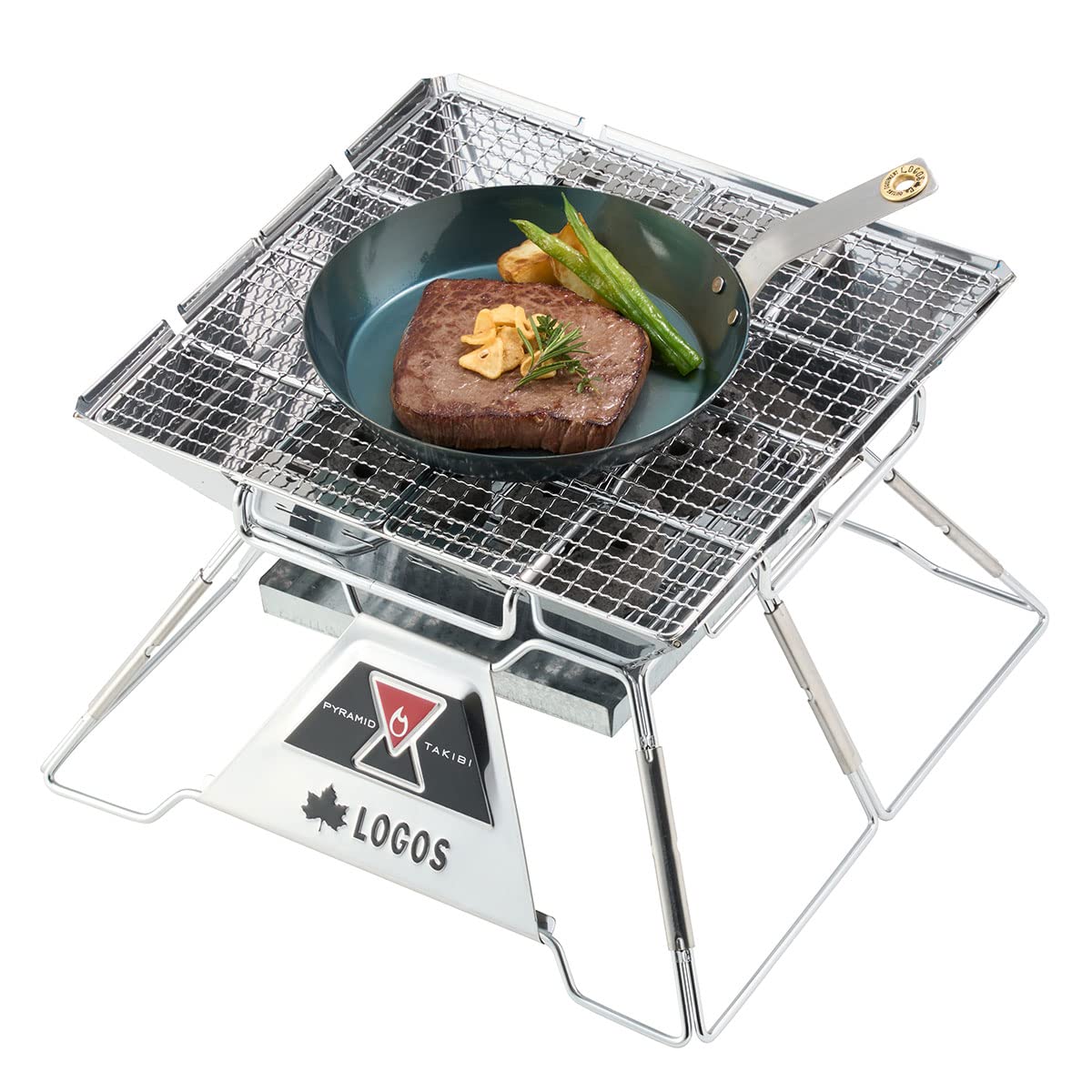 LOGOS 8106226262 Iron Craftsman Grill Pan, Blue, 7.9 inches (20 cm), Camping, Made in Japan, Induction Compatible