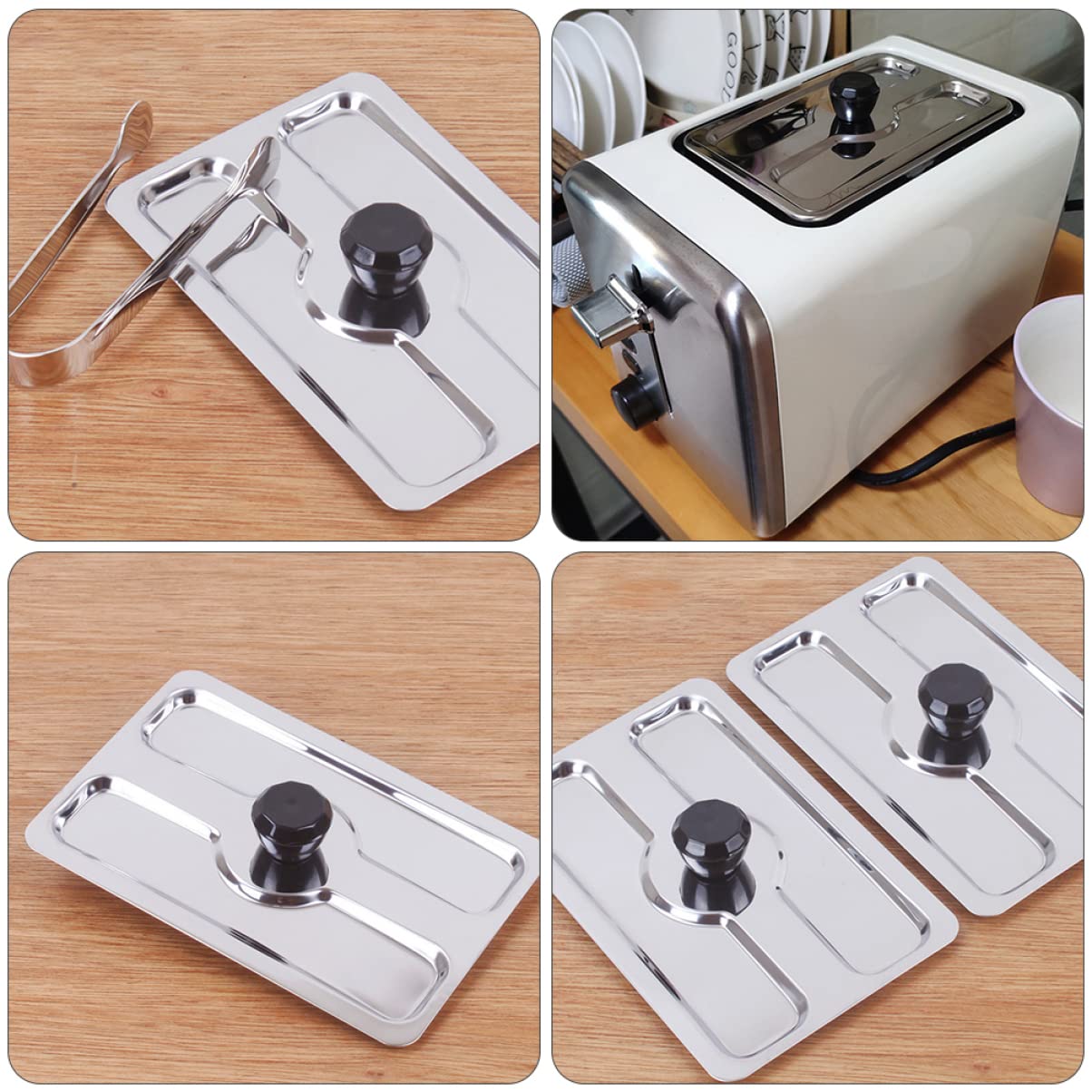 VOSAREA Cuisine 3 Pièces Couverture De Grille- Housse pour Petit Électroménager Housse De Protection Grille- Couverture D'outil De Cuisson Poele Electrique Métal Acier Inoxydable Gaï Gaï