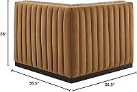 Vista 251 de Modway Conjure - Sofá seccional tapizado de terciopelo de alto rendimiento, con canal, silla sin brazos en negro y gris