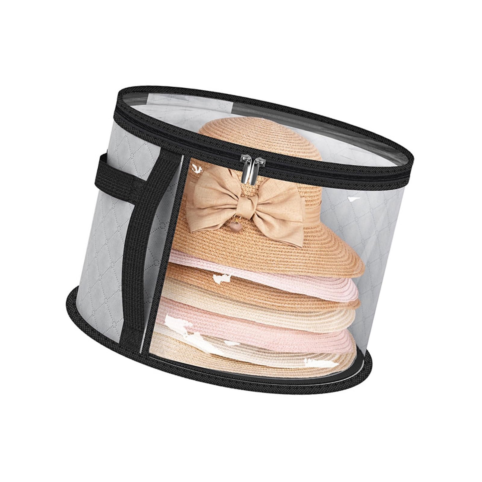 Qsvbeeqj Foldable Round Brim Hat Storage Bag With Handle And Clear Window Travel Caps Organiser Headgear Container