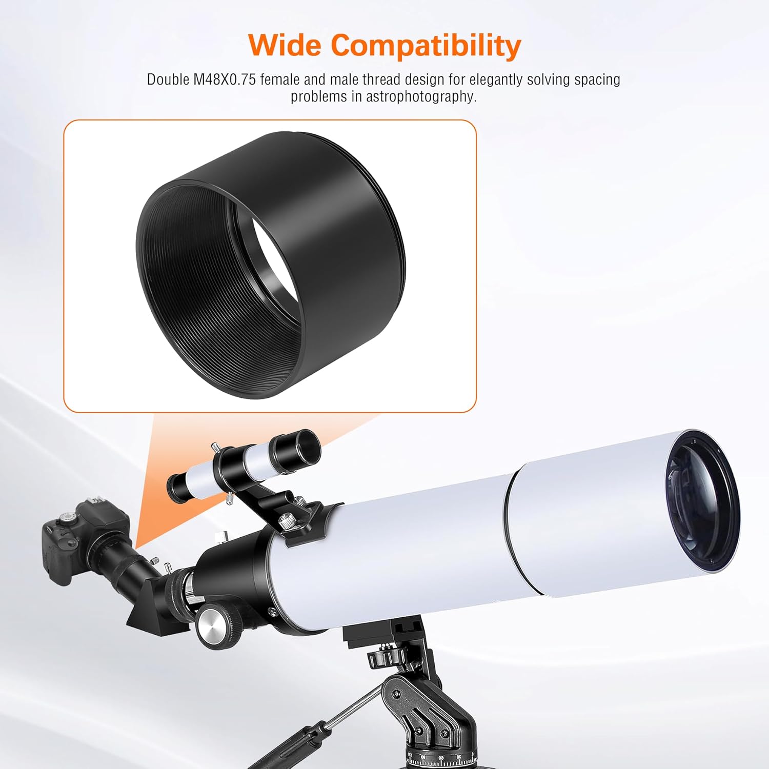 Alstar Astronomical 2"/M48-extension Tube Kit 5mm 8mm 10mm 20mm 30mm - Bundle with - M42 to 2 inch Telescope Adapter