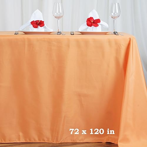 TABLECLOTHSFACTORY Manteles rectangulares de poliéster naranja de 72 x 120 pulgadas.