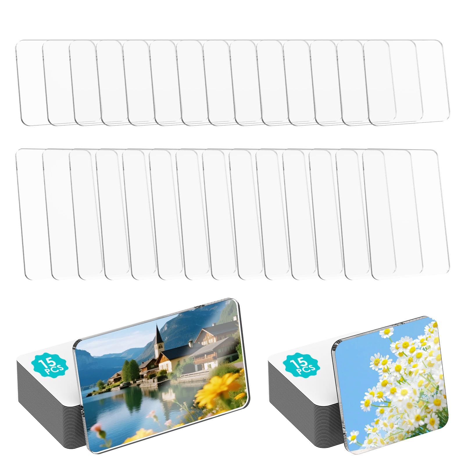 30Pcs Clear Acrylic DIY Fridge Magnet Kit with Strong Adhesive Backing