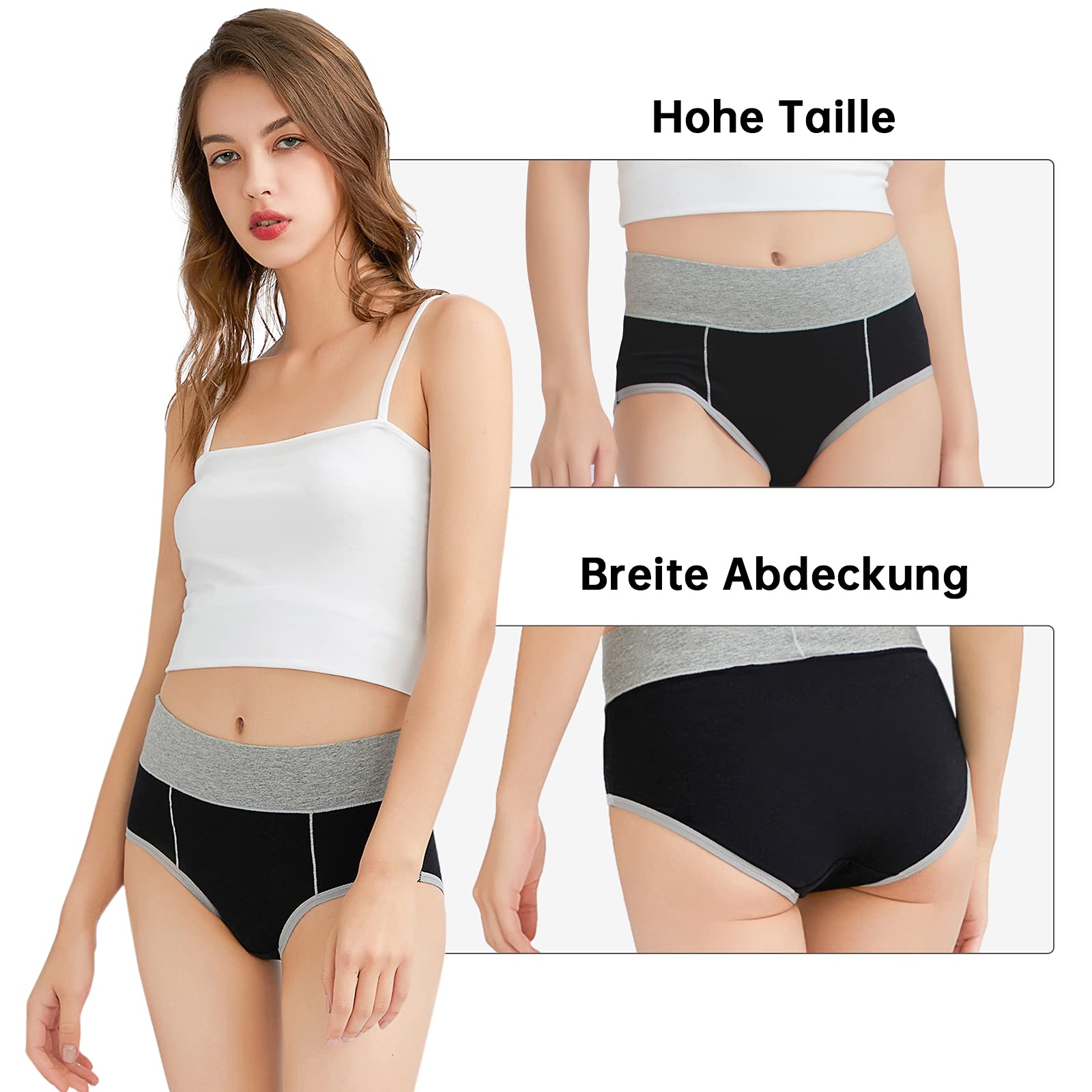 FALARY Mutande Vita Alta Donna in Cotone, Pacco da 5