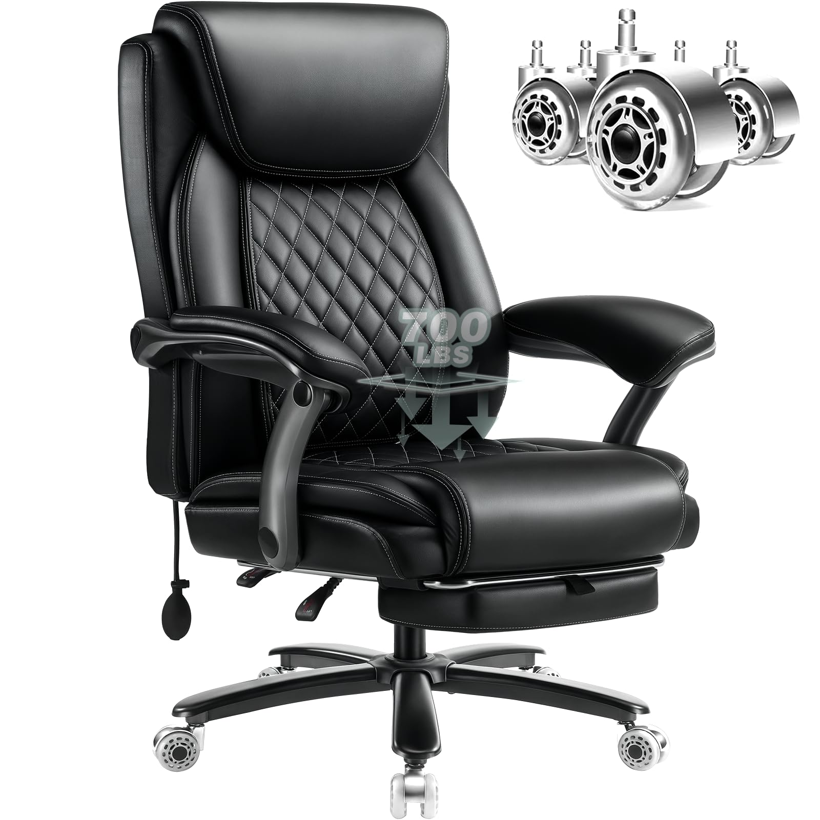 700lbs Reclining Big and Tall Office Chair with Foot Rest Ergonomic Heavy Duty Executive Office Desk Chair with