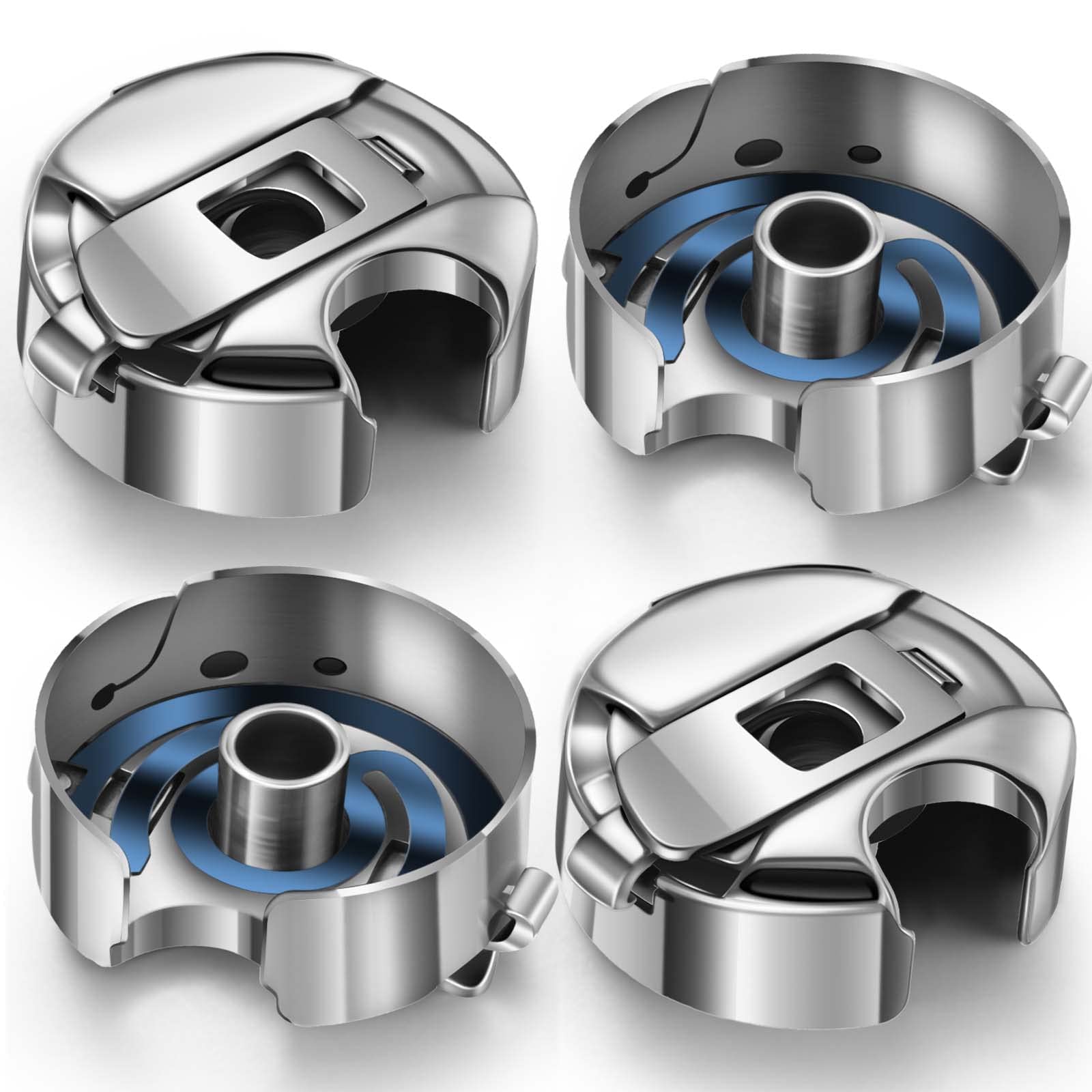 SYOSI 4 Pcs Stainless Steel Bobbin Cases, Sewing Machine Bobbin Cases Compatible with Juki Ddl-5550 Ddl-8100 Ddl-8300 Ddl-8500 Ddl-8700 Single Needle Sewing Machine for Front Loading