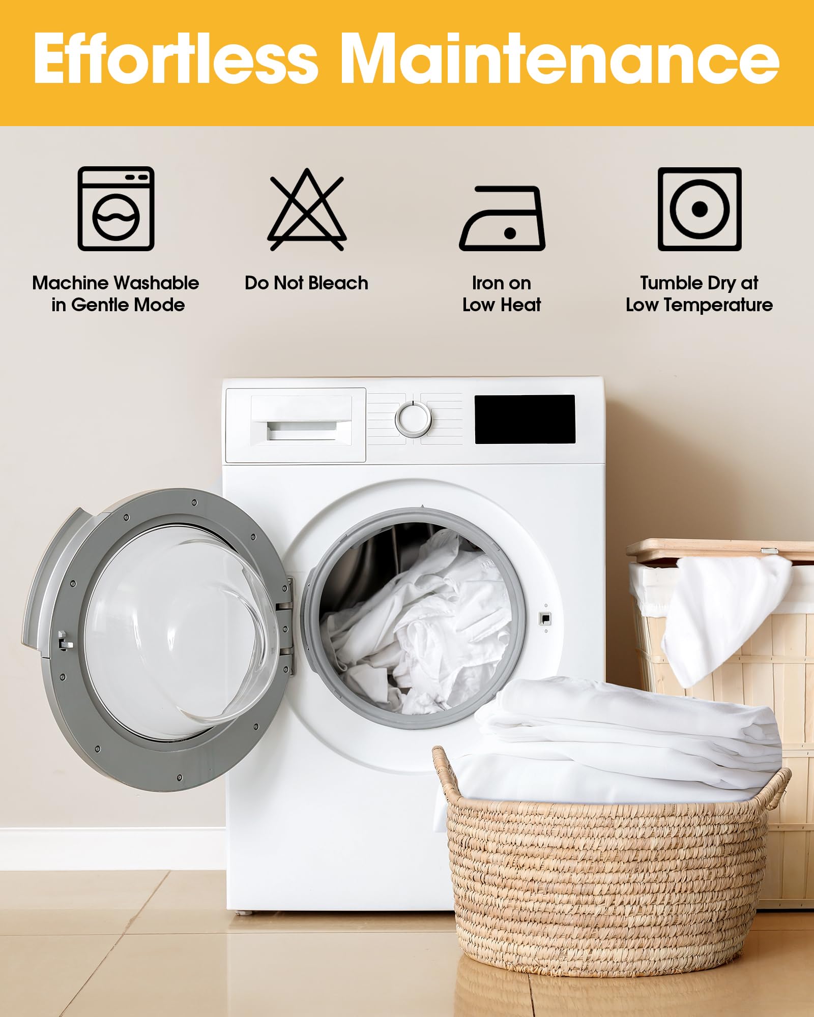 White Fabric Rectangle Table Cloth - 6 Pack, 60" × 84" Washable Tablecloth for 5FT Tables, Wrinkle-Resistant & Heat-Proof Table Cover for Weddings, Dinners & Parties