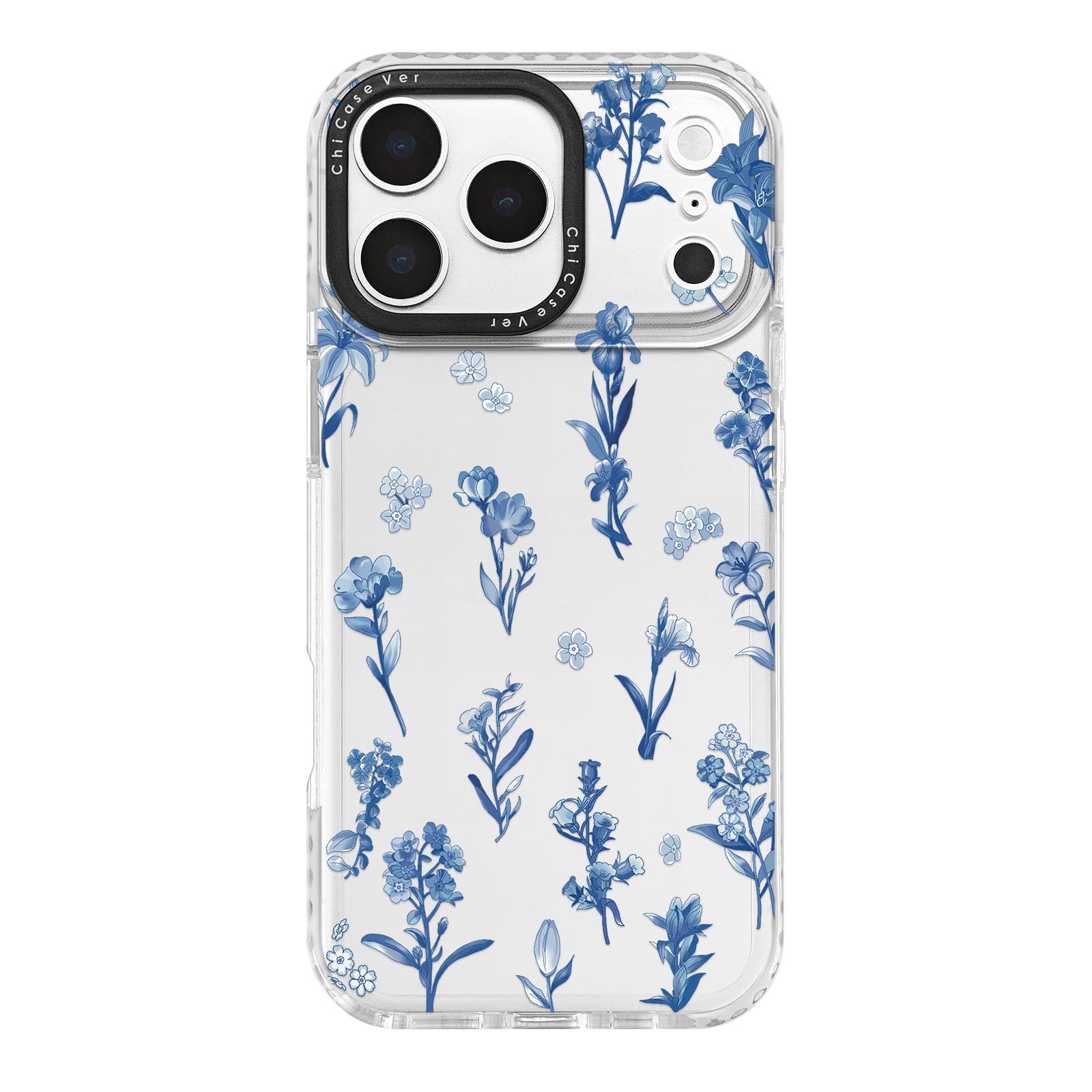 Coque pour iPhone 17 Pro élégante nature motif floral bleu