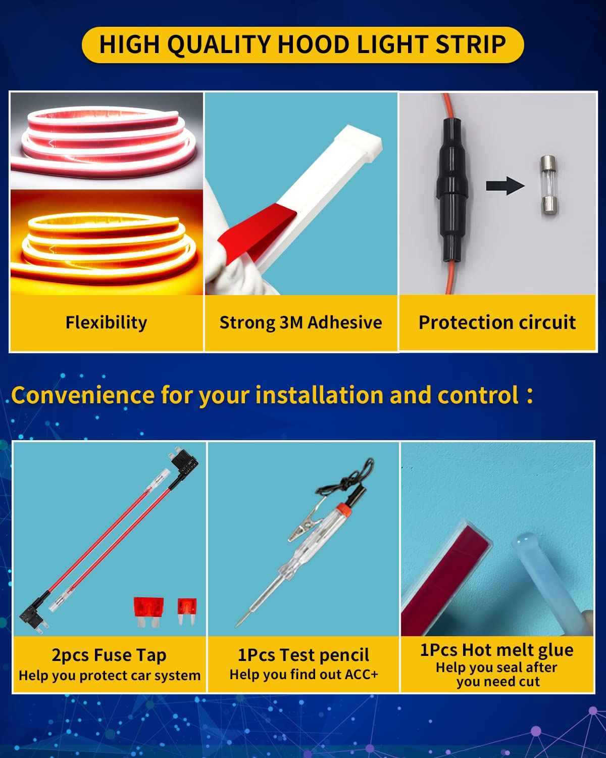 For Ford F150 F250 LED Hood Light Strip DRL White & Amber Switchback Turn Signal | 1-5 Bulbs | 12V | 1 Year Manufacturer Warranty - View #12