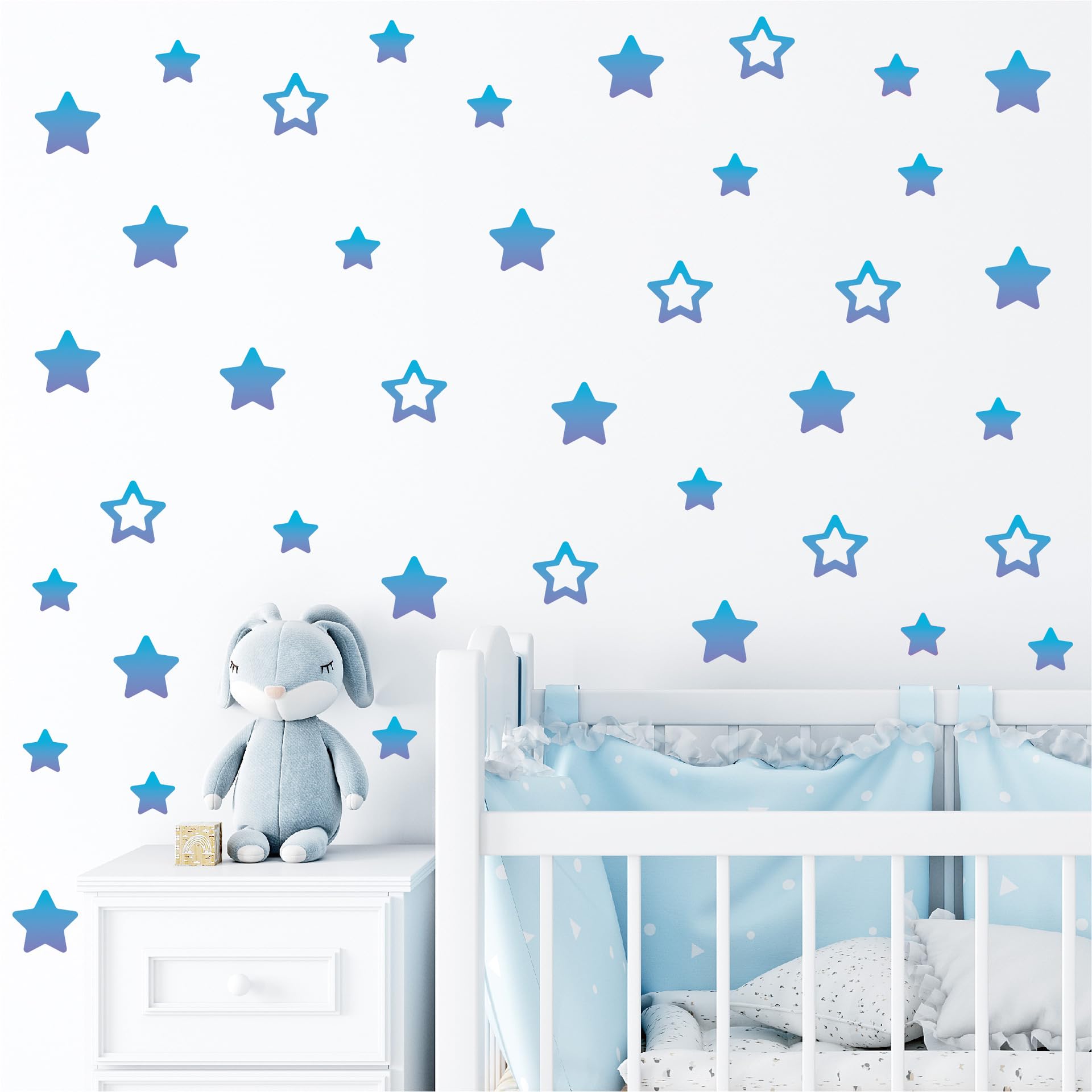 10 Sheet Blue Star Wall Sticker Star Wall Decal for Bedroom Living Room Classroom, Playroom Decor Removable Wall Stickers