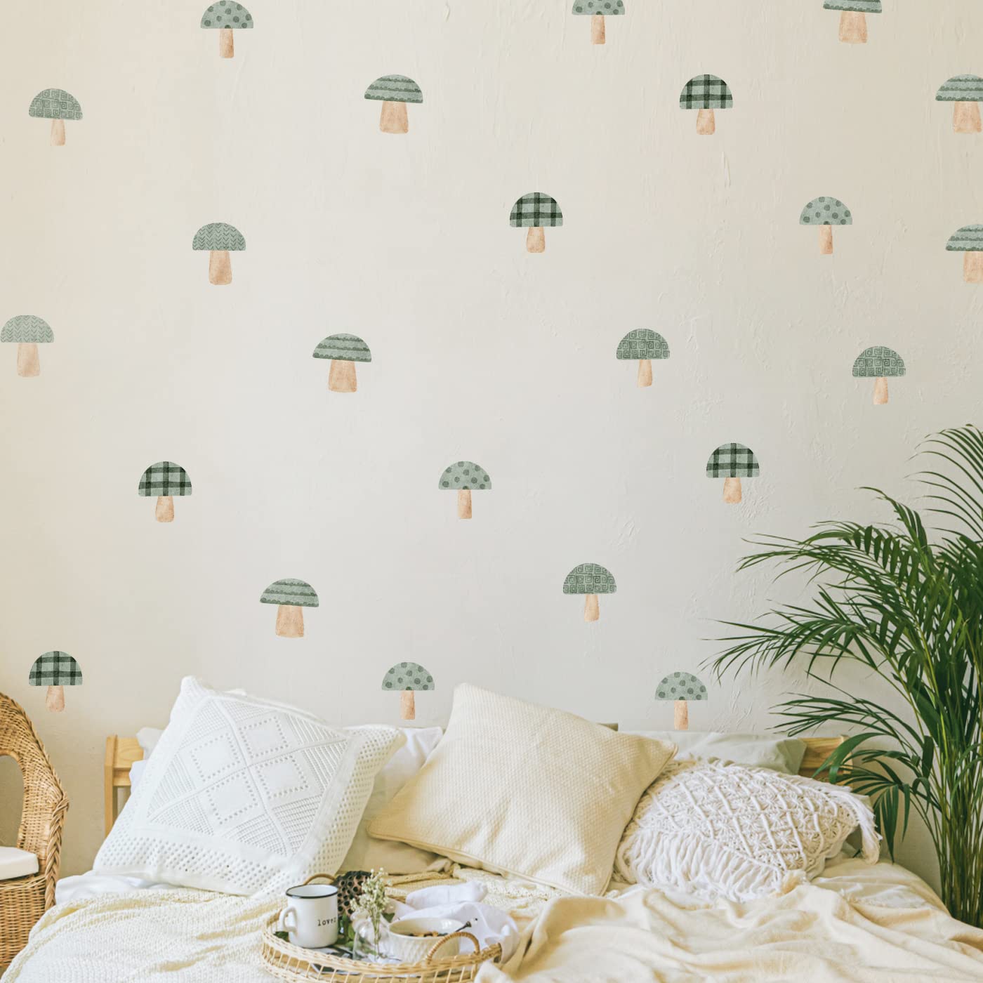 Retro Room Decor Mushroom Wall Decals for Bedroom Aesthetic Vinyl