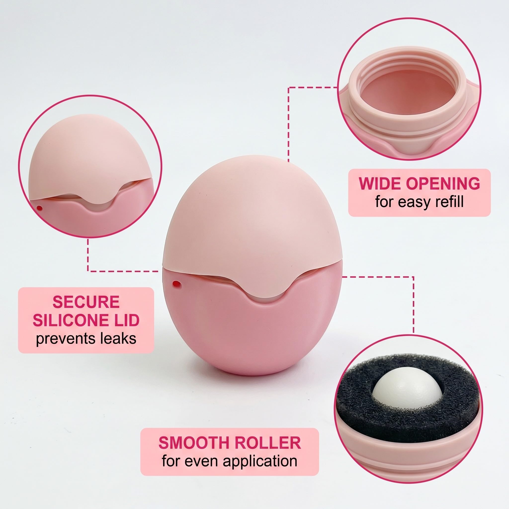 Applicateur Crème Solaire Roller Rechargeable, 1 Pièce Rose – Pour Corps, Dos & Enfants, Application Facile & Uniforme.