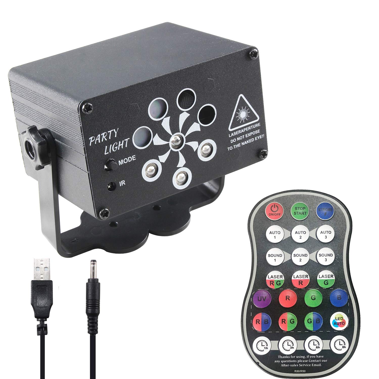 Discolicht Partylicht,Katomi Mini Party Deko licht,mit 2M USB-Stromkabel,240 Verschiedene Muster,Musikgesteuert Stroboskop mit Fernbedienung für Kindergeburtstag,Familientreffen,Weihnachtsfeier