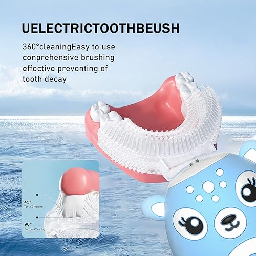 Miniatura 4 de Kids Electric Toothbrushs U Shaped sonic Automatic Toothbrush with 4 Brush Heads, Six Cleaning Modes,Cartoon deer Modeling , full mouth toothbrush