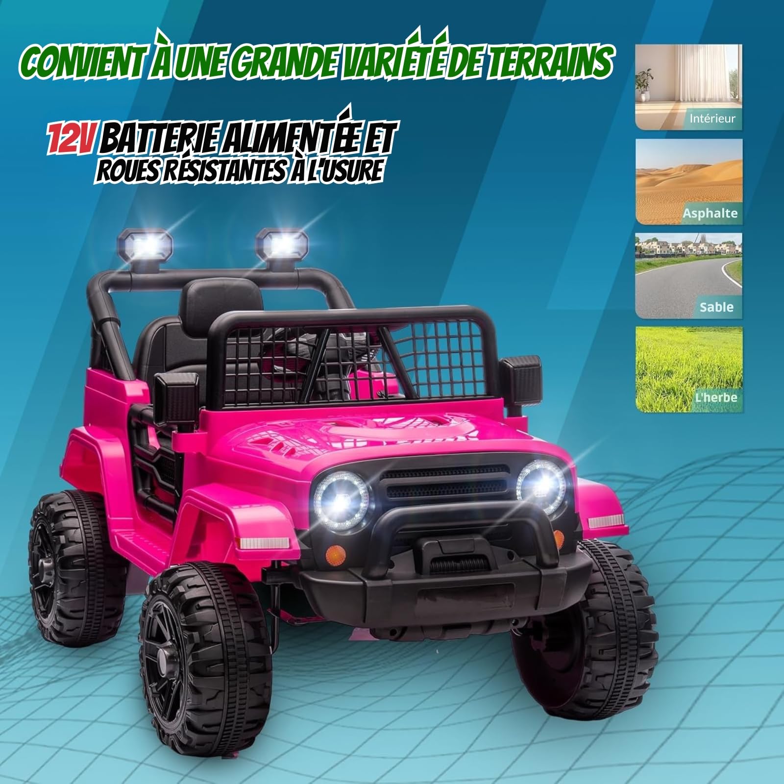 LALAHO Voiture Véhicule électrique Enfant 12V avec télécommande à 2,4 GHz,V. Max. 2,8 Km/h télécommande Effets sonores，Rose