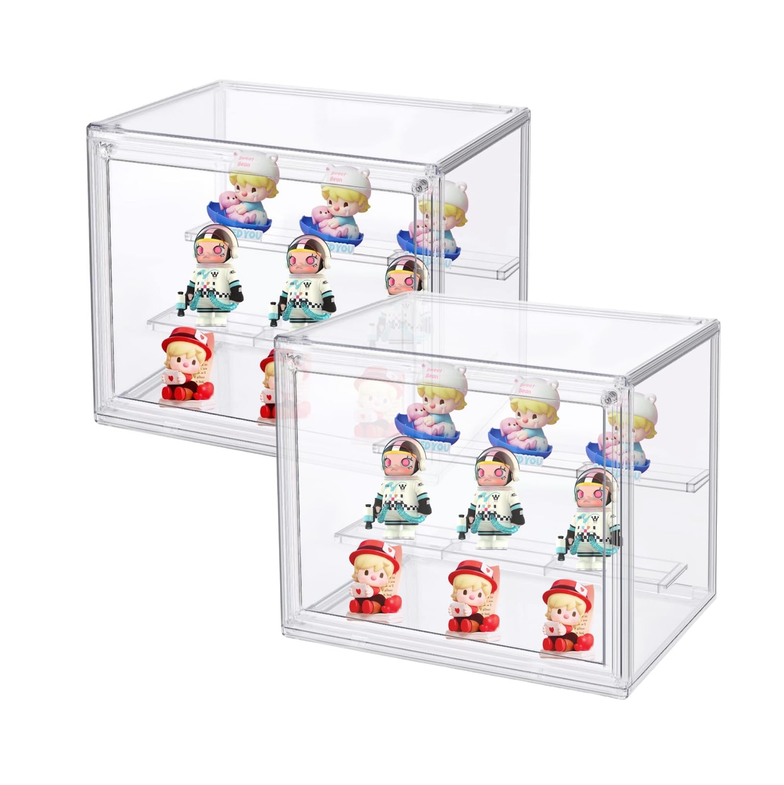 Transparente Acryl-Vitrine mit verspiegelter Rückseite und