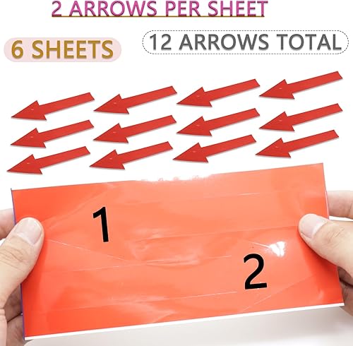 Miniatura 3 de Calcomanías de 8 x 2 pulgadas, diseño de flecha roja, paquete de 12 calcomanías autoadhesivas de PVC impermeables extraíbles, letreros de flecha