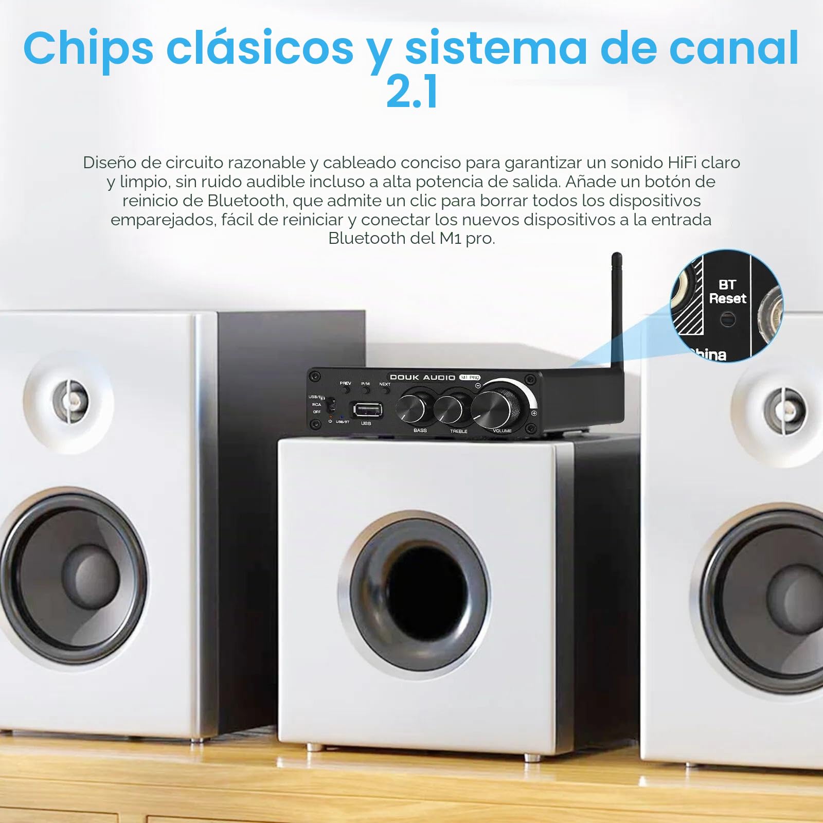 Amplificador de potencia de 320 W Bluetooth 5.0 miniestéreo USB