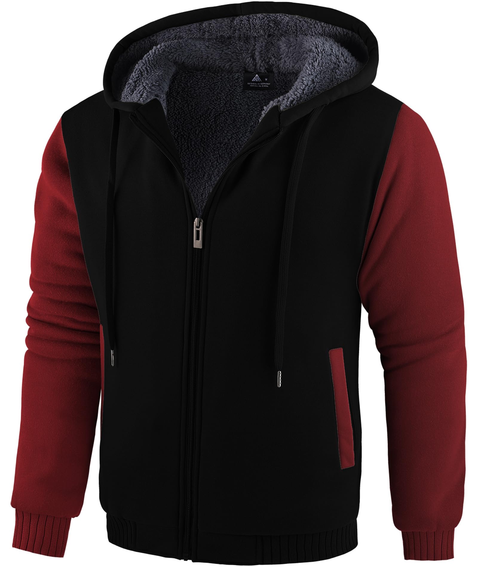 SWISSWELL Men Zip Up Hoodies Sherpa Lined Jacket Heavyweight Fleece Sweatshirt Winter Warm Hooded Coat