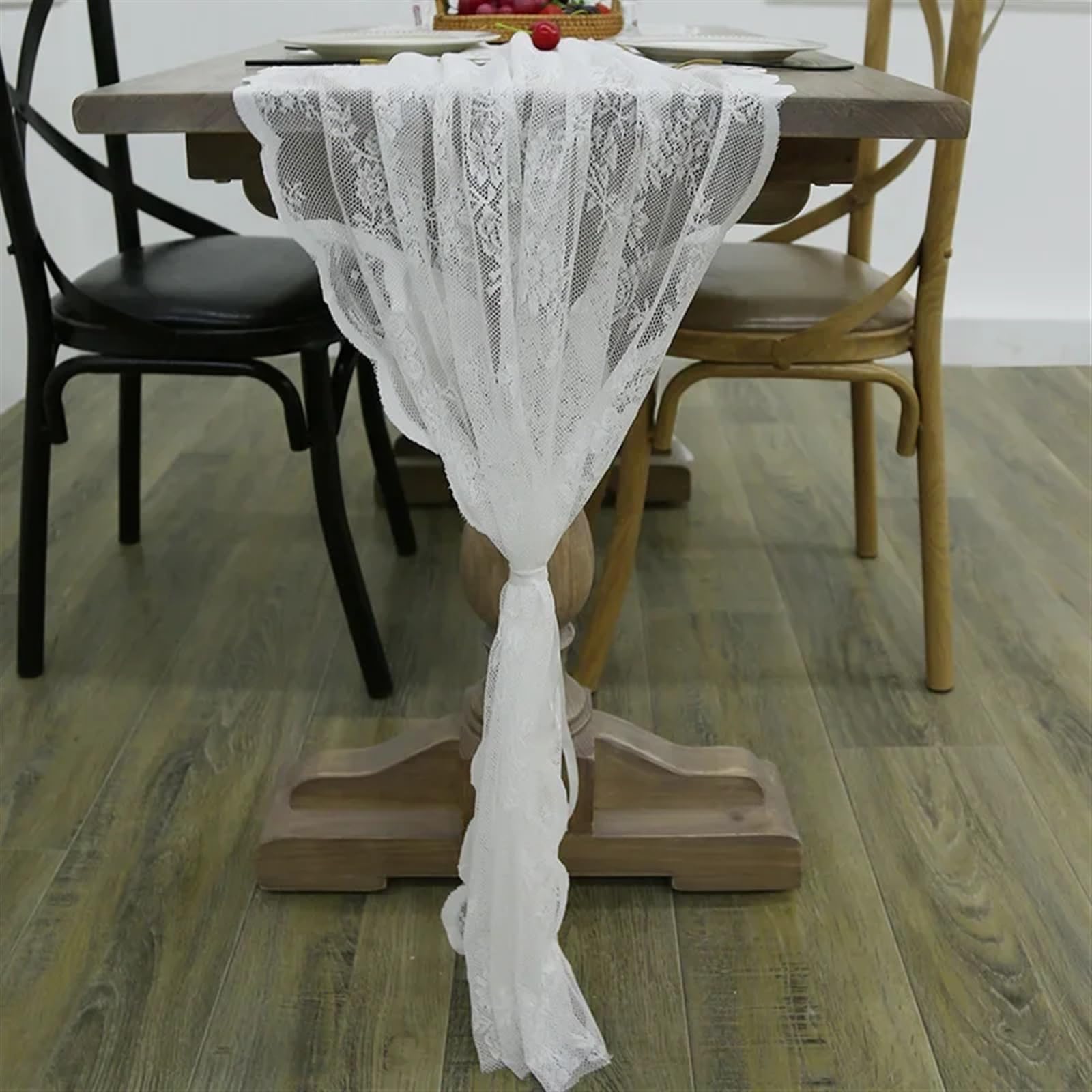 Elegant und luxuriös Rechteckiger Tischläufer aus Spitze, weißer Spitzenstoff, Tischdecke, 76,2 x 303,4 cm, Tischdecke mit Blumenstickerei, Vintage-Hochzeitsdekor