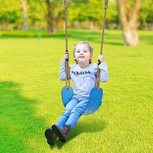 Miniatura 2 de BeneLabel Asiento de columpio resistente con cuerda ajustable y mosquetones, accesorios de columpio para patio de recreo resistente, para niños y
