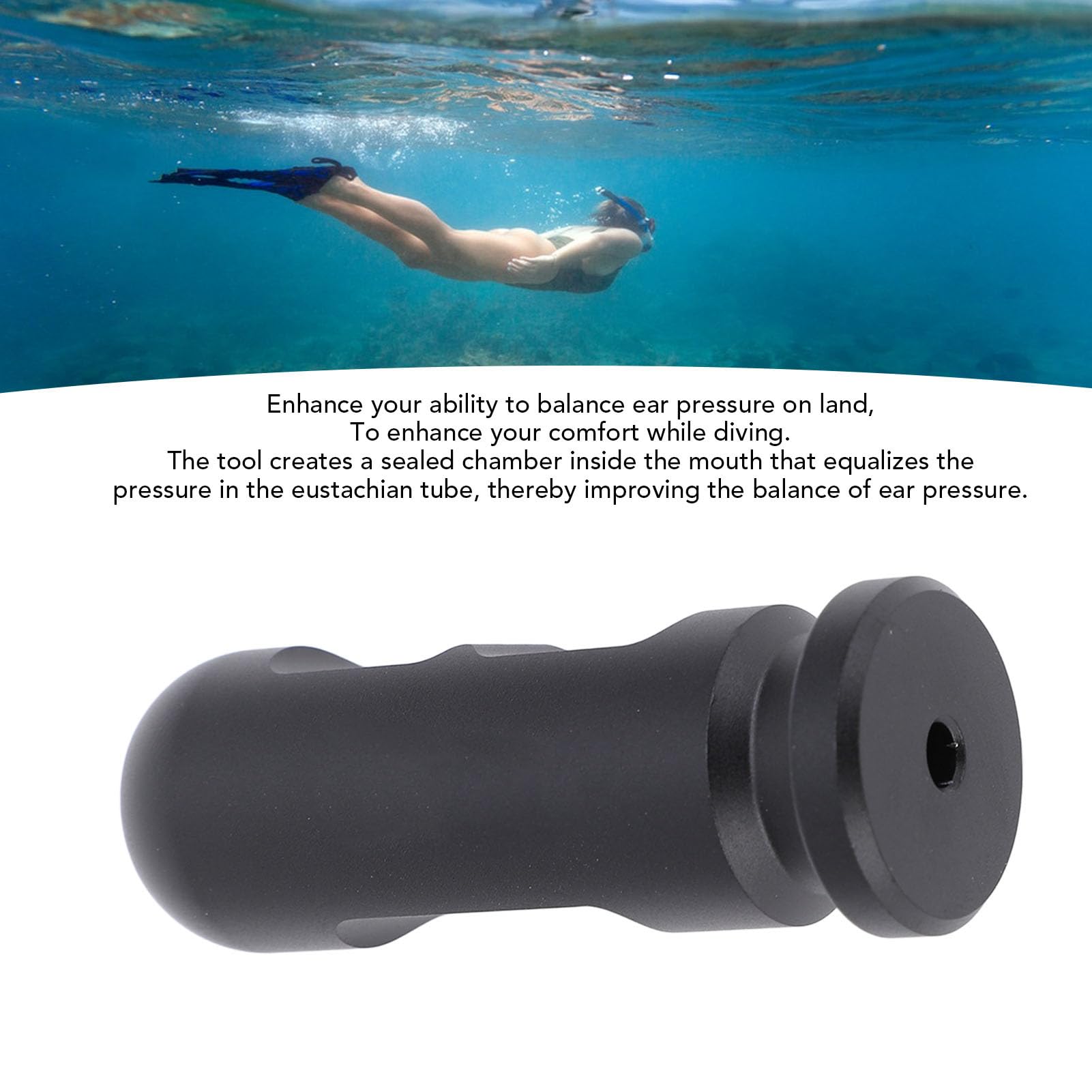 Ear Equalization Training Tool Lightweight Aluminum Alloy Ear Pressure Balance Training Tool for Divers (Black)