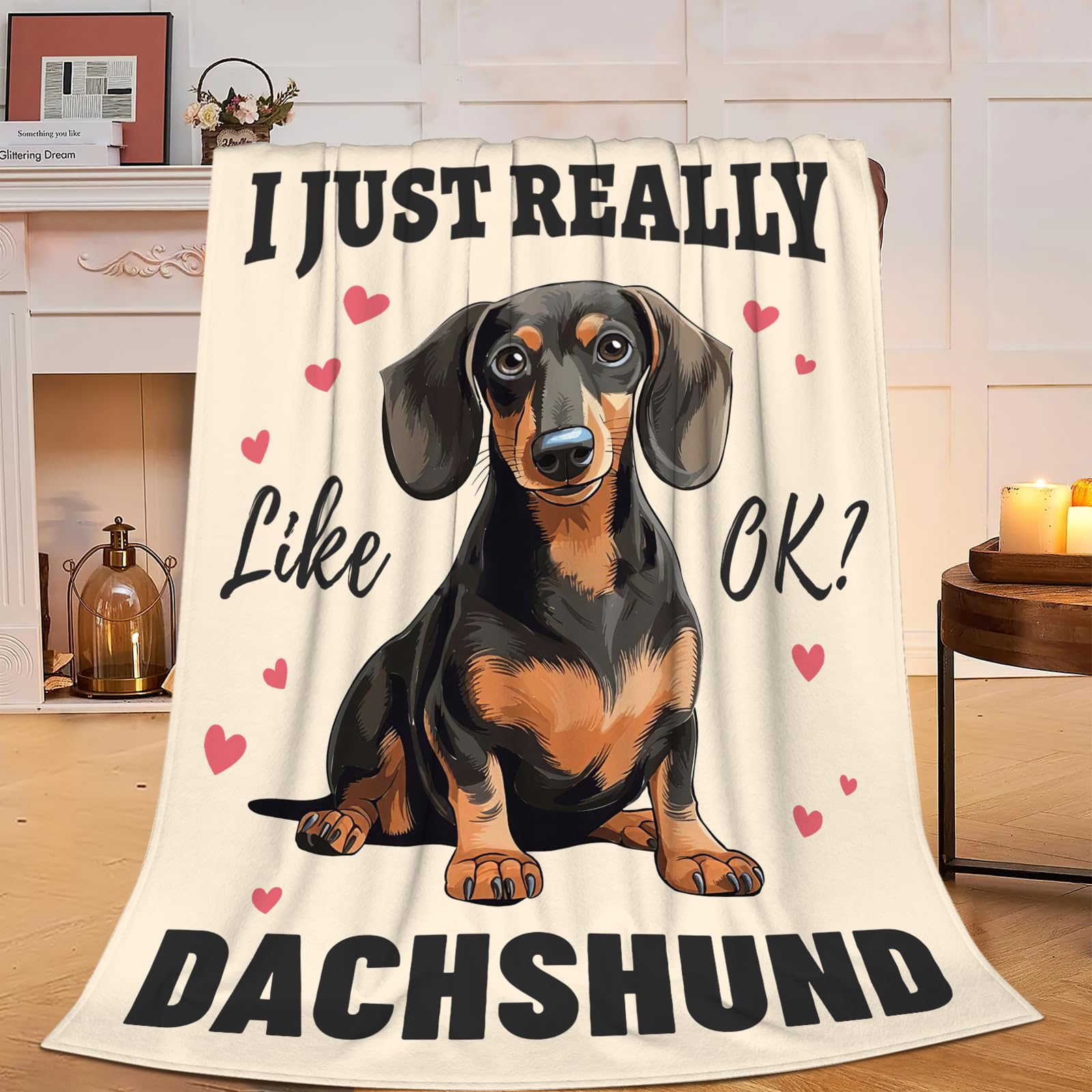 Dachshund Blanket, Soft Plush Fleece Weiner Dog Animal Throw Blanket - Cozy Warm Stuffed Blankets Bedding Dachshund Gifts for Women Girls Kids Adults 40"X50"