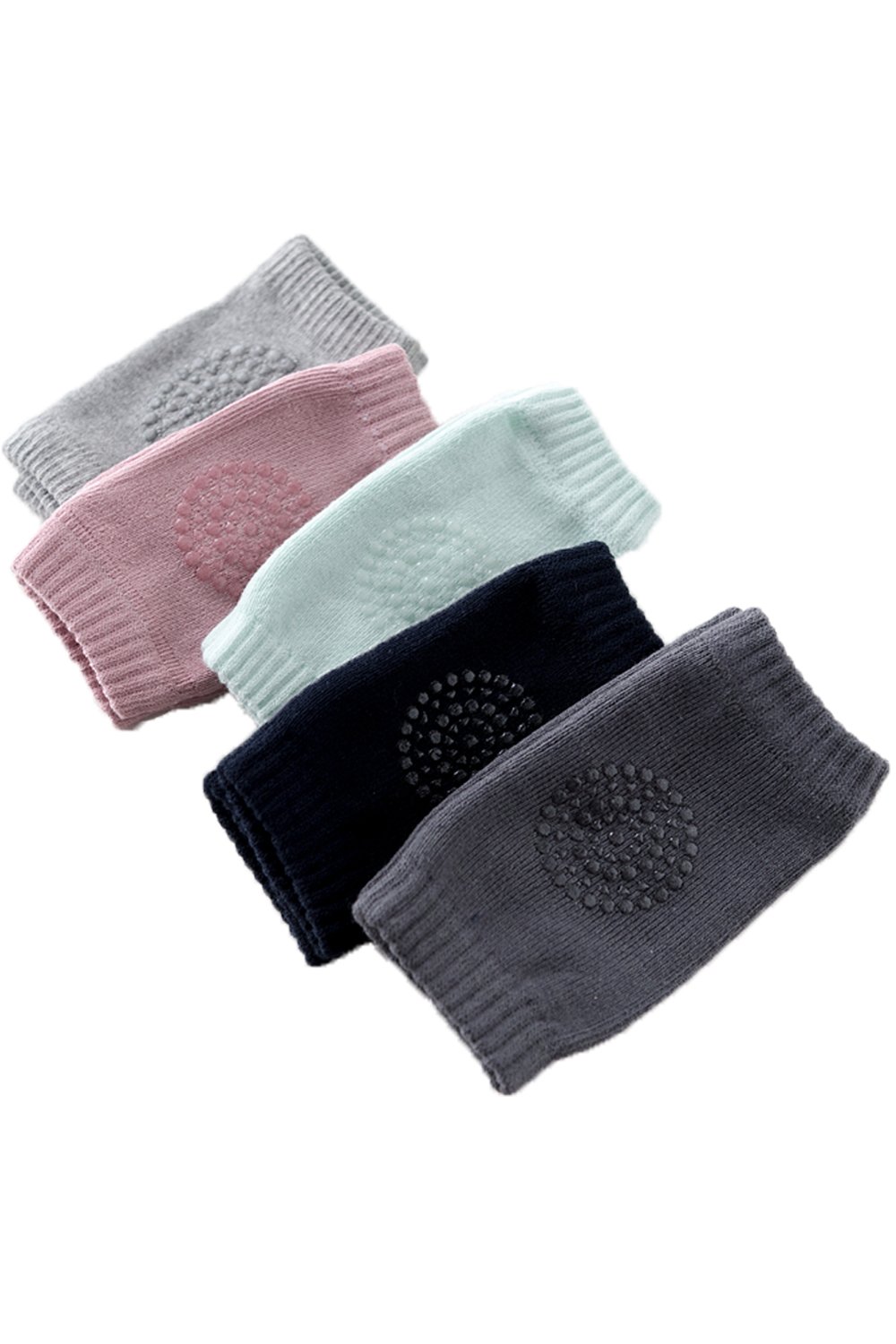 SMTD Unisex Elastic Cotton Baby Crawling Anti-Slip Knee Pads Infant Elbow Protector Toddlers Kneepads Leg Warmers 5 Pairs