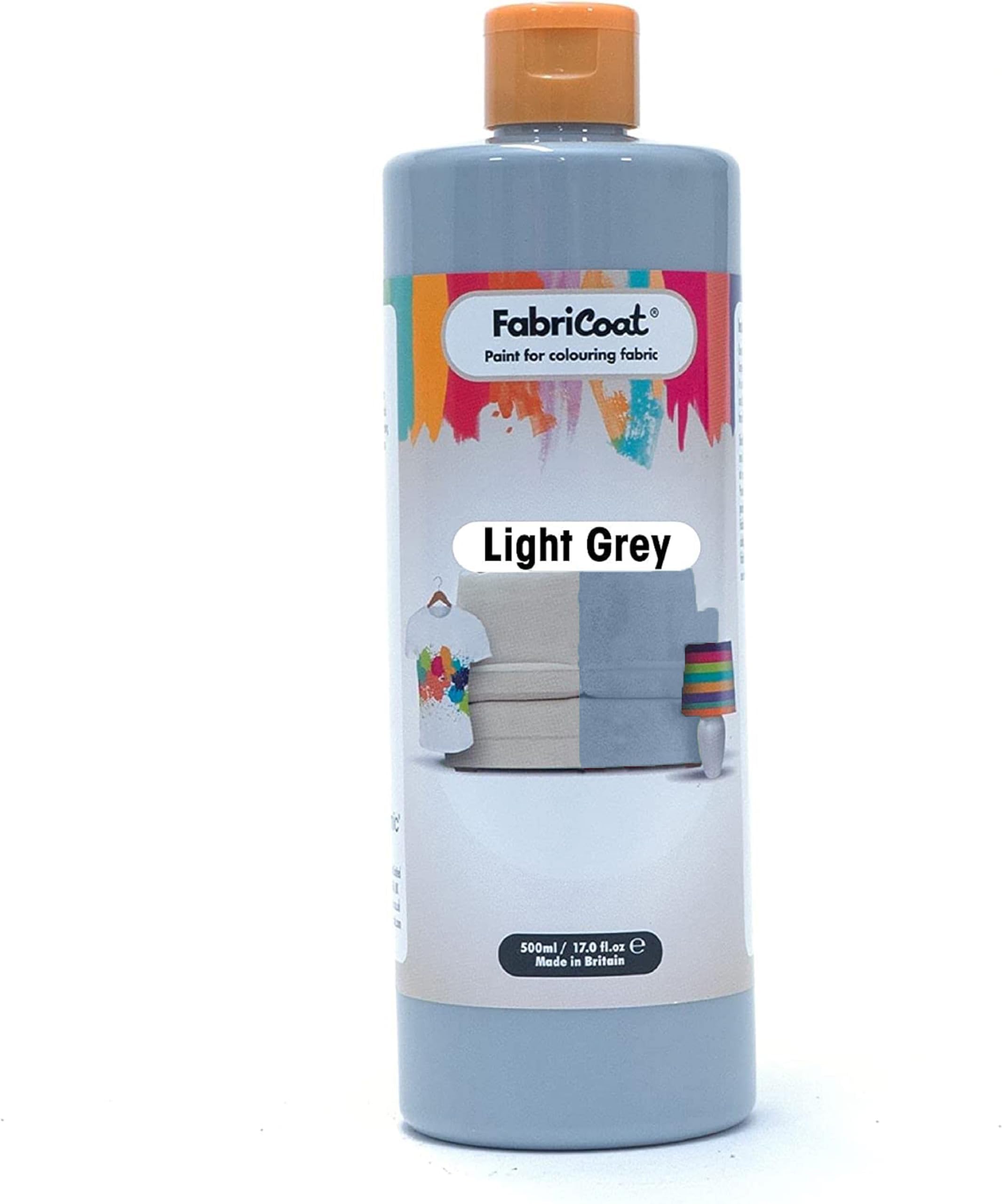 Fabricoat Fabric Paint for Furniture (Retired Color) - Restore or Change The Color of Couches, Chairs, Upholstery, Soft Furnishings, Clothing, & Footwear (17oz / 500ml, Light Grey)