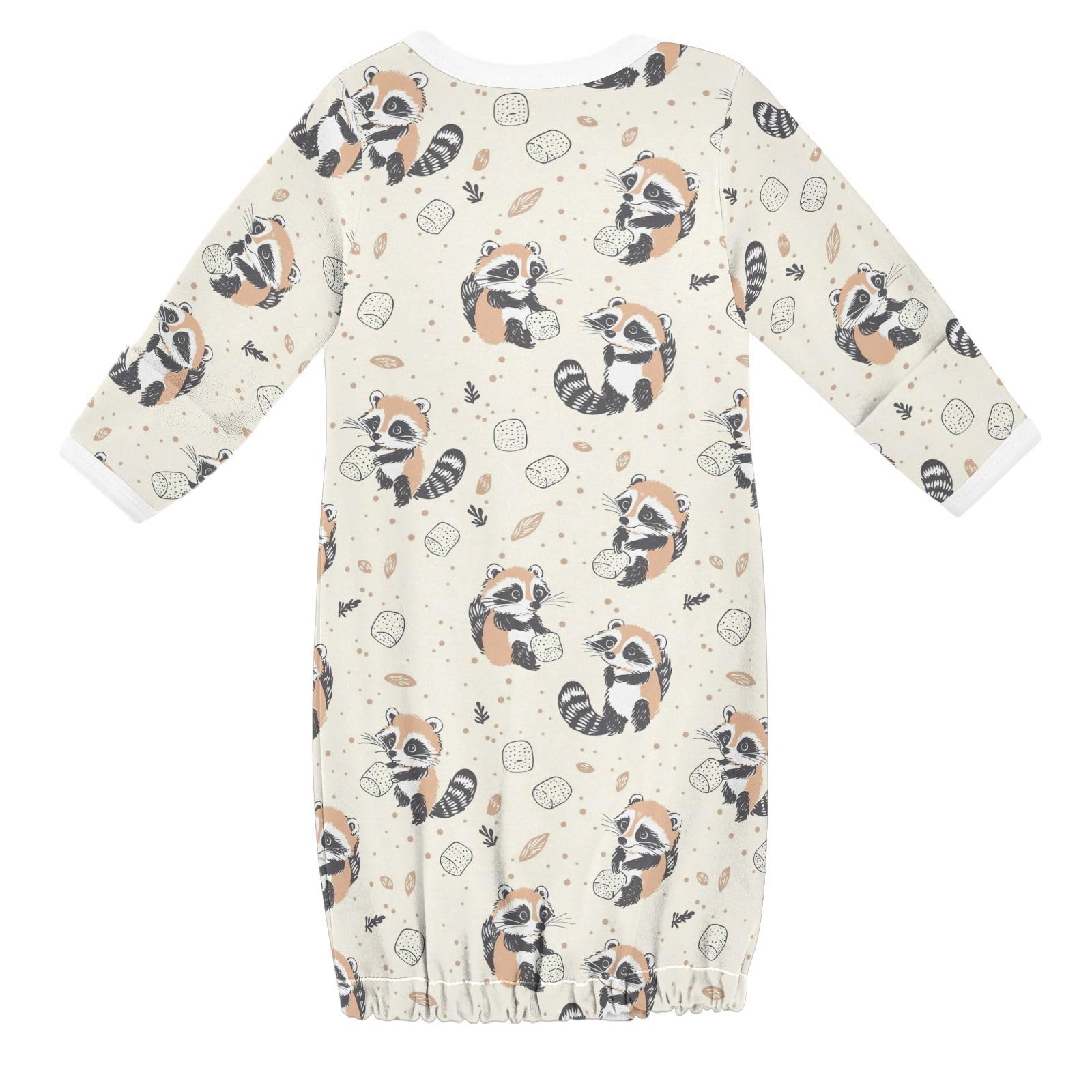 vvfelixl Raccoon Wash Marshmallows Baby Gown,Baby Sleepers Gown for Boy Girls Newborn Babys Nightgown for 6-12 Months Infant Cotton Nightdress Long Sleeve Multicolor
