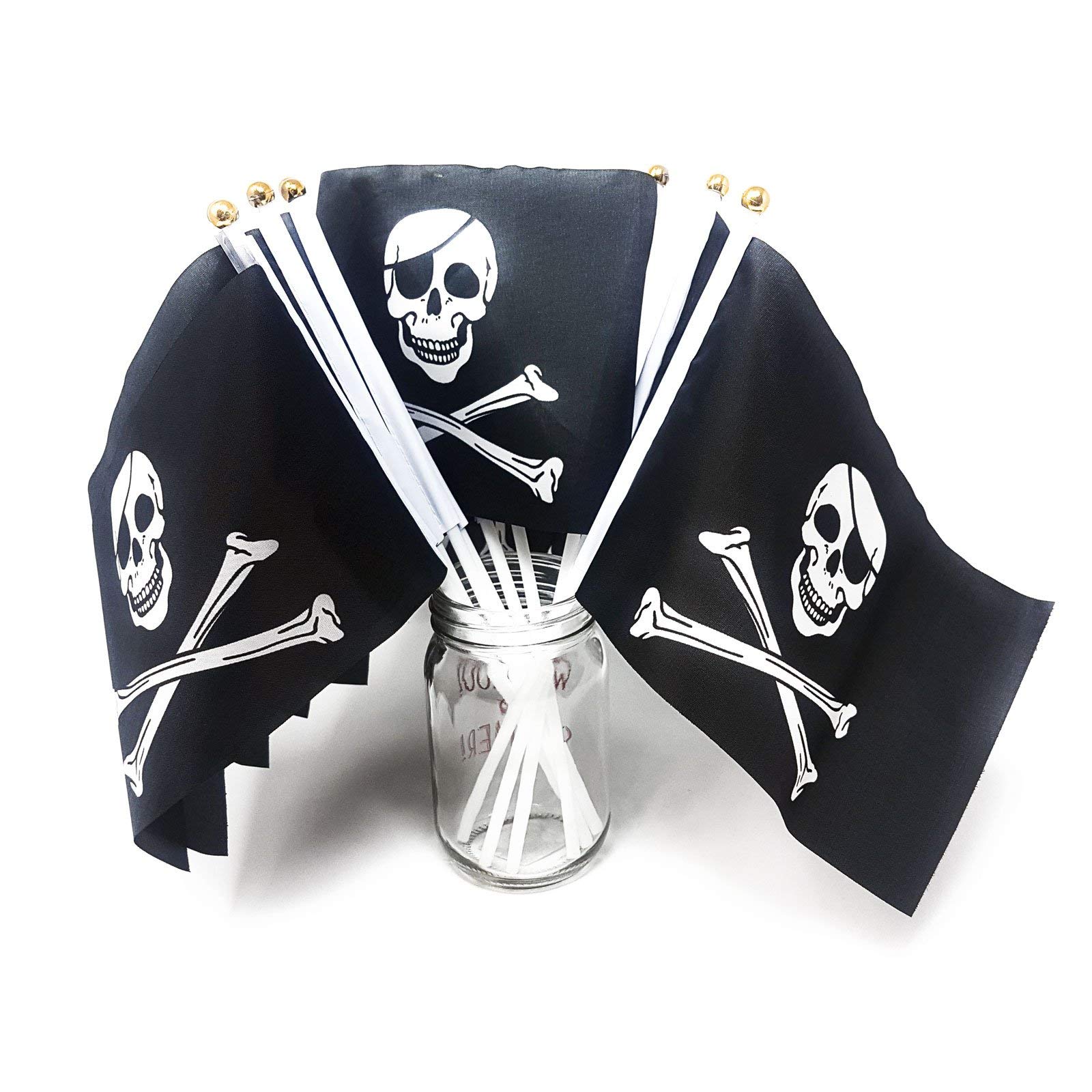 WS UK Mini Handheld Flags with Waving Sticks [Pirate, Pack of 10]