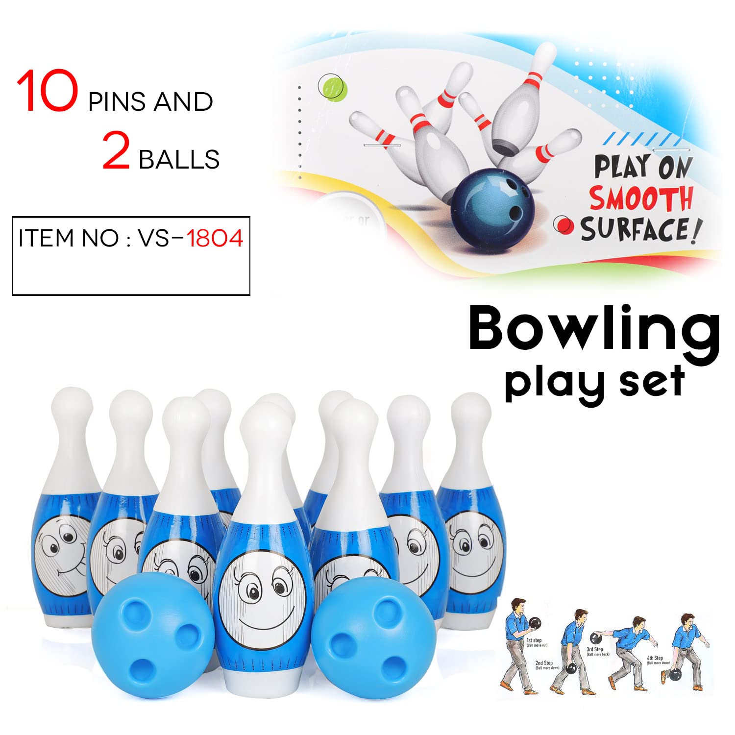 DUWOL Kids’ Bowling Game Set – 10 Pins & 2 Balls | Indoor & Outdoor Bowling Toy for Boys & Girls | Fun Activity Game (Blue) 1