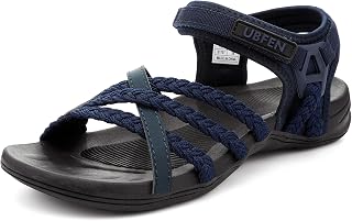 UBFEN Womens Outdoor Hiking Sandals Comfort Cushioned Arch Support | Adjustable Ankle Strap, Lightweight, Walking, Beach, Golf, Vacation, Everyday Use