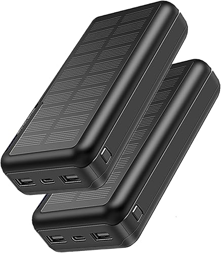 Miniatura 1 de Cargador solar de banco de energía, paquete de 2 cargadores portátiles de 5 V, 2.1 A, 30000 mAh, puertos USB duales de 5 V de salida de energía