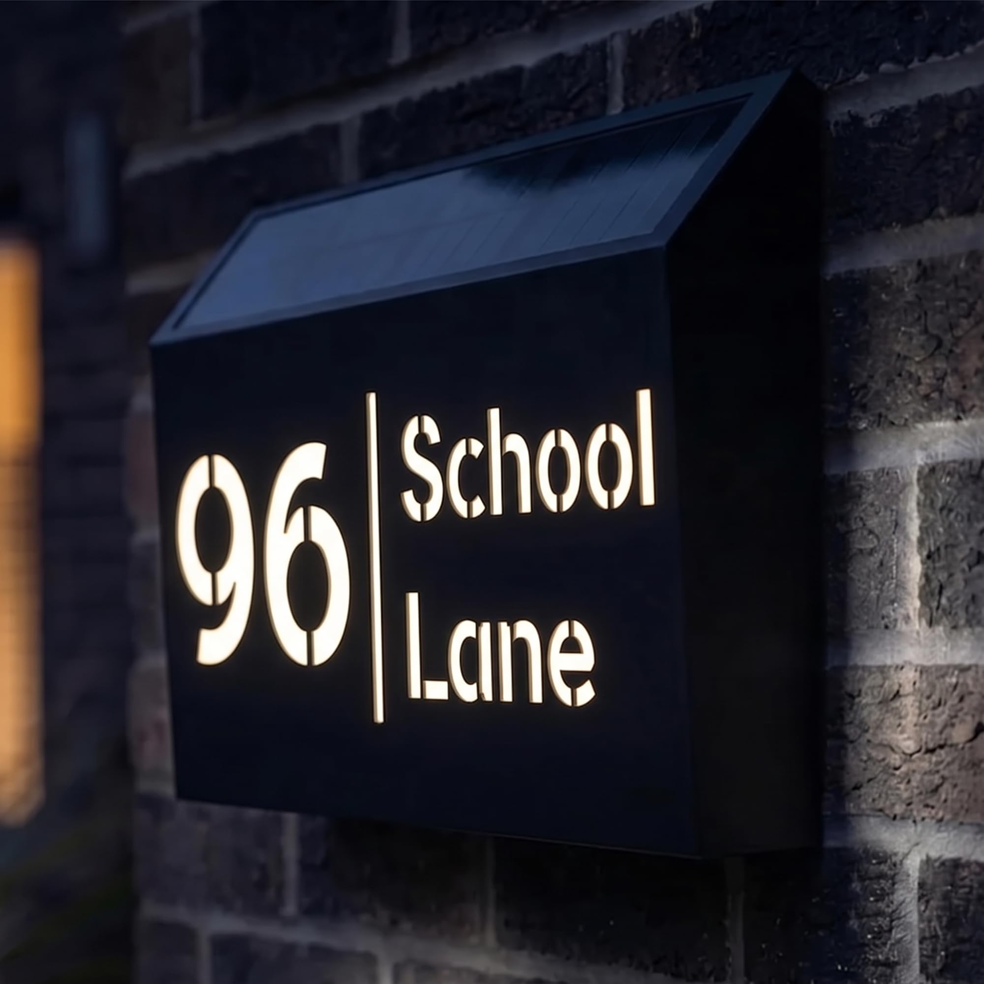 Solar Powered House Sign with Customised Illuminated Name & Number โ image 1