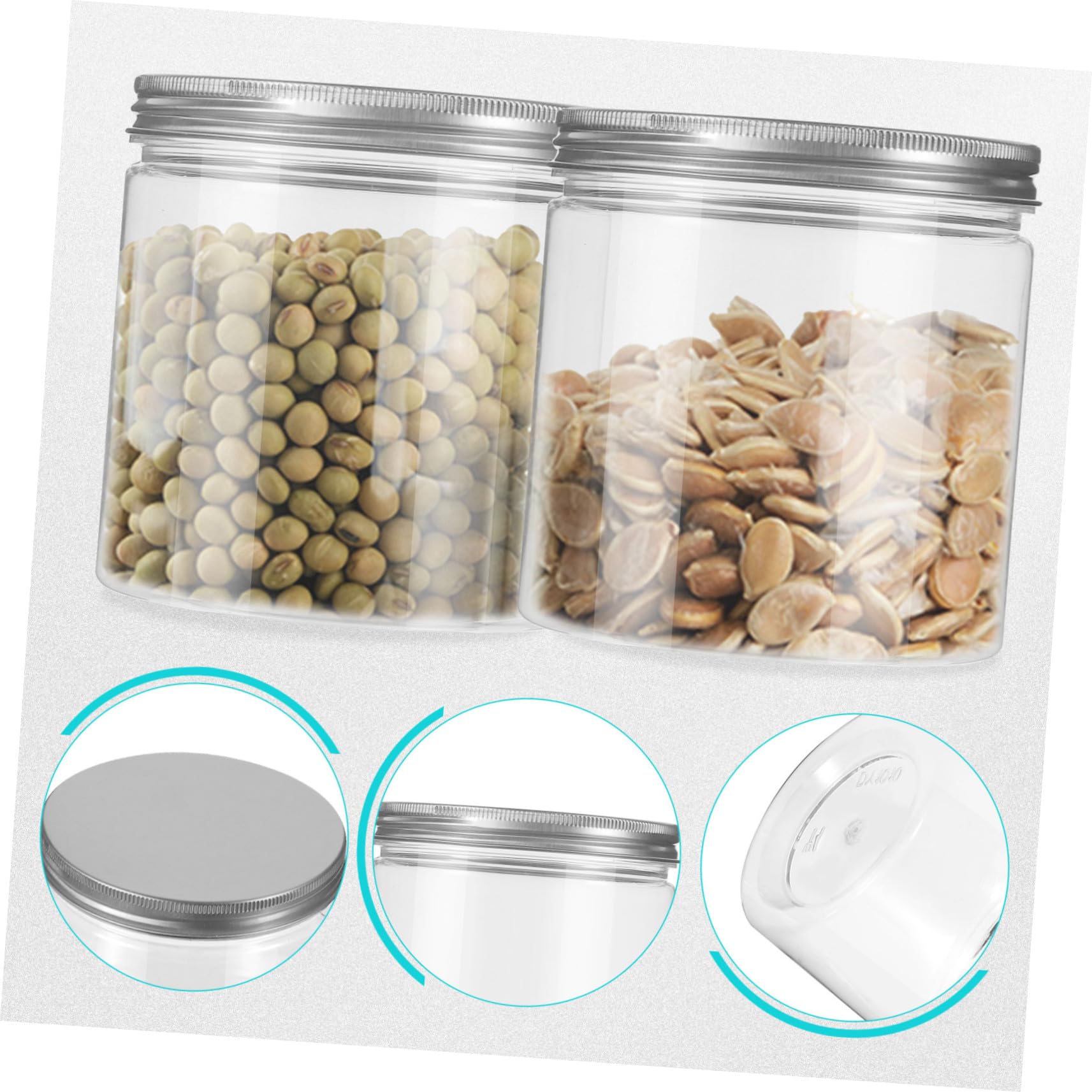 COLLBATH 12 Piezas Frascos Plásticos con Tapa Aluminio Recipientes para Alimentos Secos Resistentes y Apilables para Cocina y Refrigerador