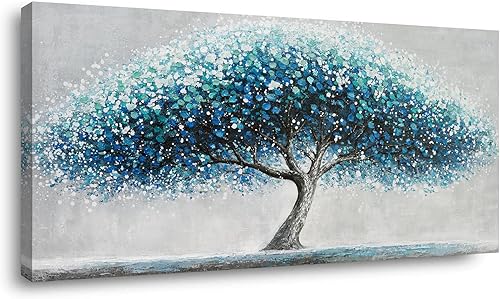 Miniatura 39 de ZOMNAI Pintura al óleo de bosque nebuloso y misterioso de otoño para sala de estar y oficina, obra de arte vintage y retro en lienzo, estilo Arte de