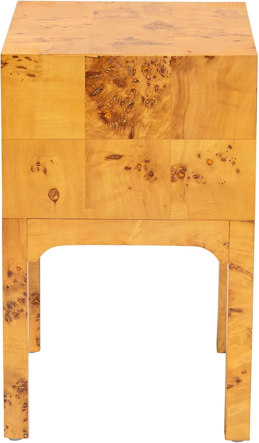 Bali & pari Kayla Modern and Contemporary Real Mappa Burl Wood 2-Drawer Nightstand